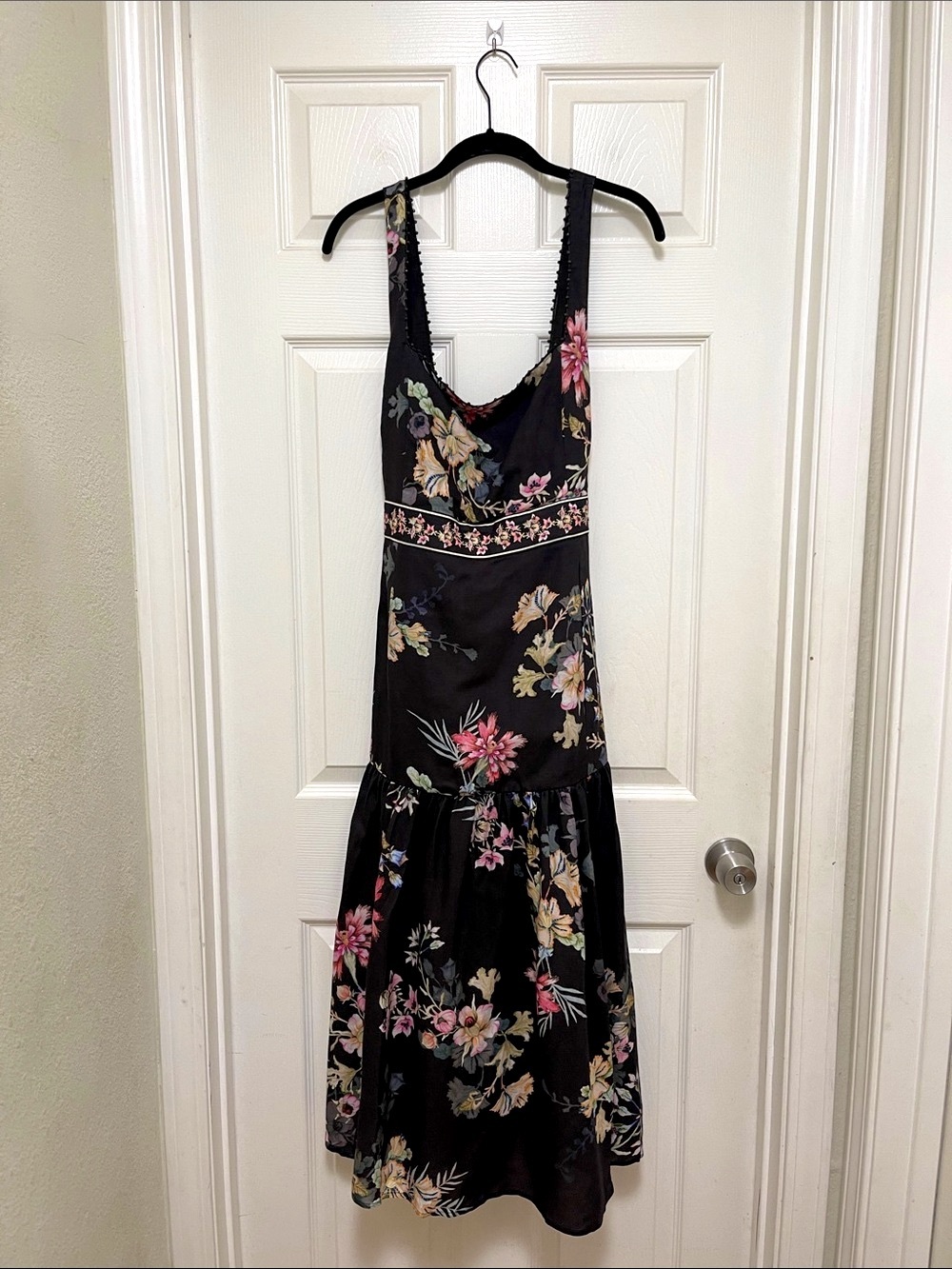 NWT H&M Linen-Blend Dress in Black/Floral - Picture 7 of 10